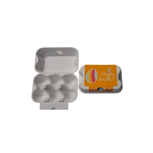 BOITE "HAPPY EASTER" POUR 6 OEUFS+STICKER 9.5X6CM H4CM 12PCS