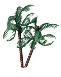 DOUBLE GREEN PLASTIC PALM TREES 6 PCS