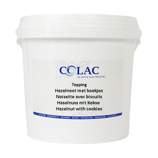 COLAC HAZELNOOTTOPPING MET KOEKJES 5KG (VARIEGATO BENONE MET KOEKJE)