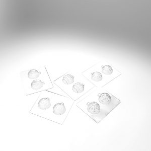 074318 PCB CHRISTMAS BALL MOULDS FOR 15 PIECES 5DESIGNS 5.8X5 CM D.2.5 CM 15PCES ***S/CD***