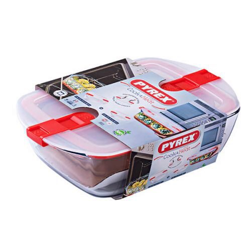 PYREX COOK&HEAT SET 2 PLATES 28X20XH8+23X14XH4CM A/C - 2 STEAM-BOROSILICATE VALVES -40+300°