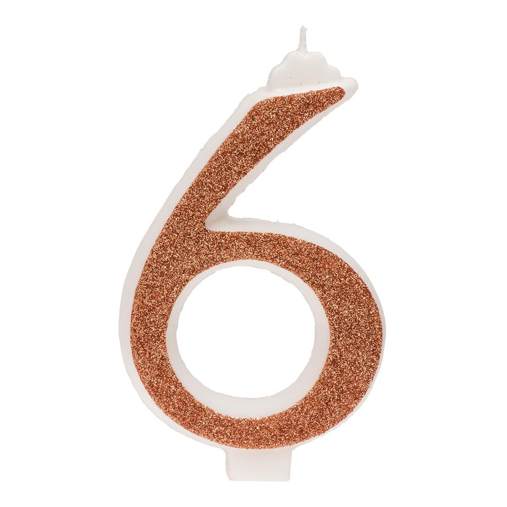 NUMBER CANDLE NO. 6 GOLD GLITTER 13CM