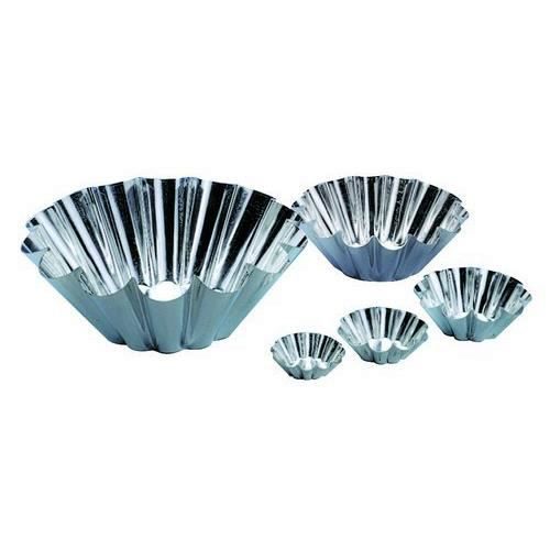 MOULE BRIOCHE/FLAN FER BLANC 10CM-14 COTES 75GRDE PATE 6 PCES