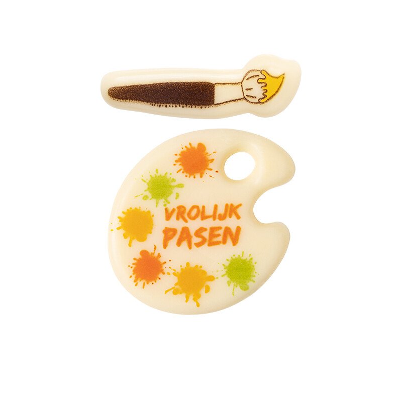 2000674 PALETTE DE PEINTURE VROLIJK PASEN 3,4 CM+PINCEAU 3,4X0,8 CM 210PCS ***S/CDE***