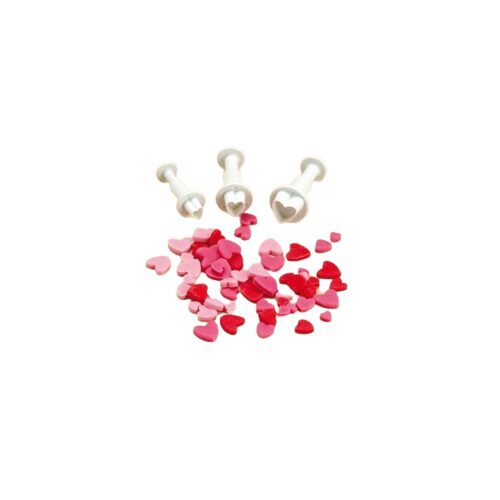 COOKIE CUTTERS WITH HEART PUSHER SET OF 3 PCES