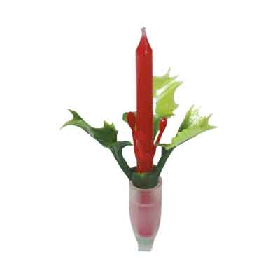 1059822 CANDLE + GREEN HOLLY LEAF 144PCS ***ON ORDER***