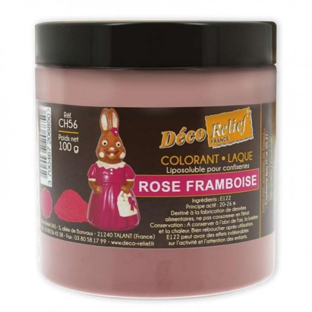 CHOCOLADE KLEURSTOF POEDERLAK ROZE FRAMBOOS 100GR CH 56