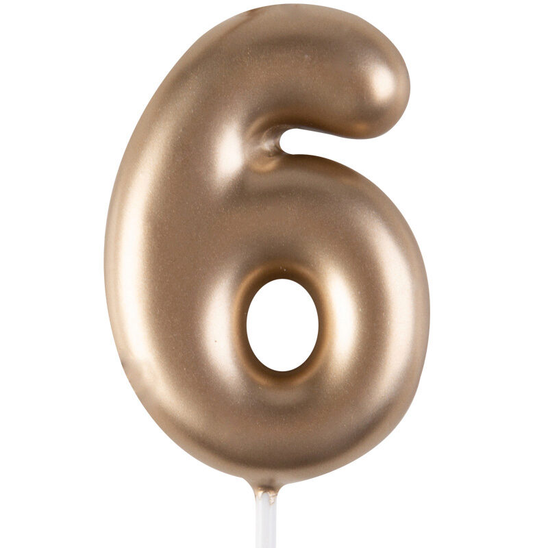 1023846 GOUDEN NUMMERKAARS "6" 4CM 12 STUKS***S/CD***