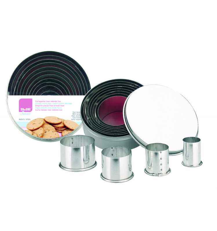 IBILI BOX OF 11 STAINLESS STEEL ROUND COOKIE CUTTERS 2-3-4-4.5-5-6-6.5-7-8-8.5-9CM HOUSEHOLD