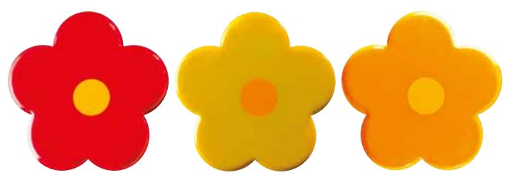 061315 PCB GROTE BLOEMEN CB 4 ONTWERPEN Ø 4 CM 96 STUKS ***S/CD***