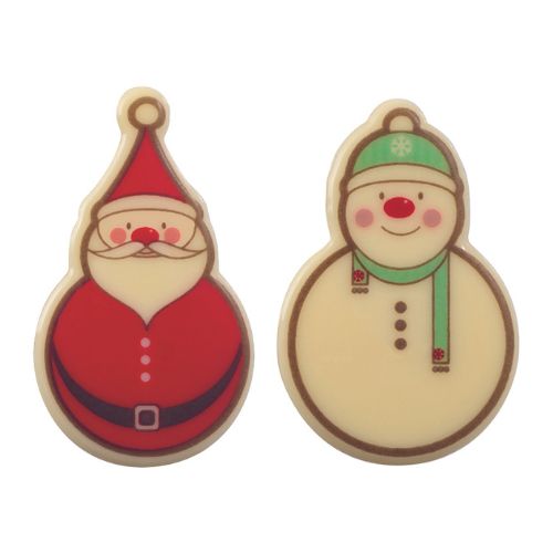 087040 PCB DECORS CB SANTA CLAUS AND SNOWMAN 2 DESIGNS 90PCS ***S/CDE***