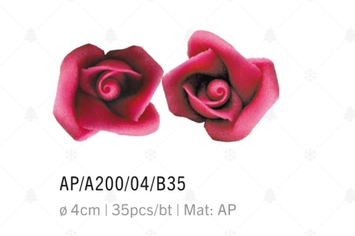 ROSES MASSEPAIN FUCHSIA 5 PETALES 4CM 35 PCES