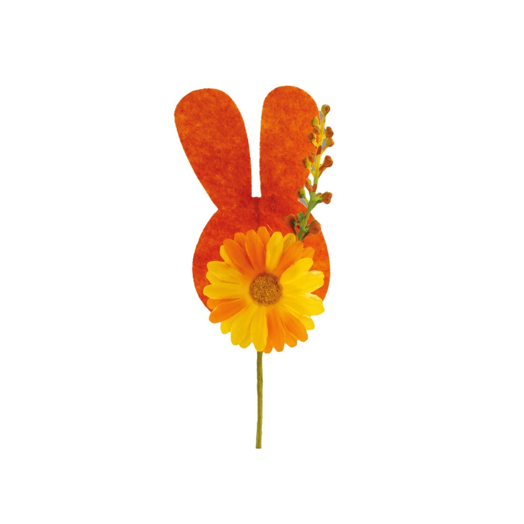 PIQUET GERBERA ET LAPIN ORANGE H10CM 10PCS