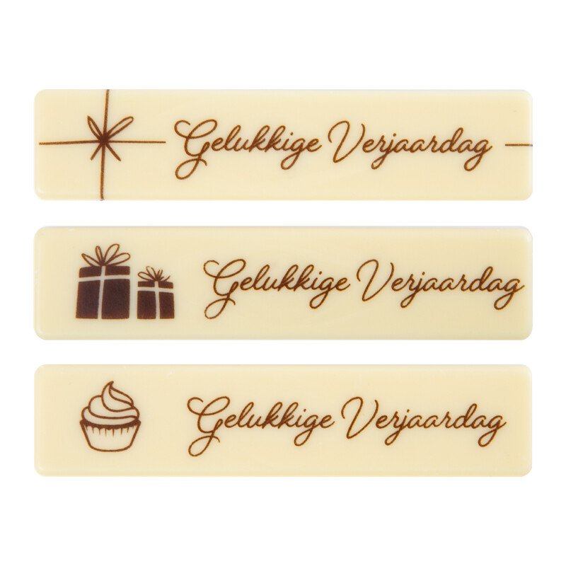 2067002 PLAQUETTE GELUKKIGE VERJAARDAG 10X2,2CM 60PCS ***S/CDE***