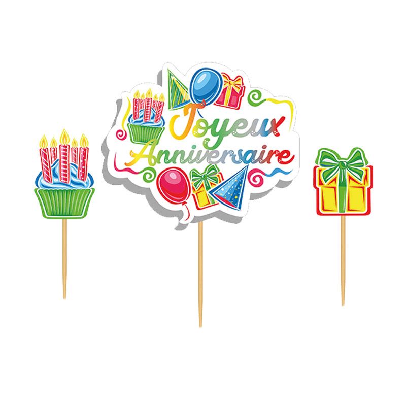 CAKE TOPPER JOYEUX ANNIVERSAIRE CHILDREN 3PCS