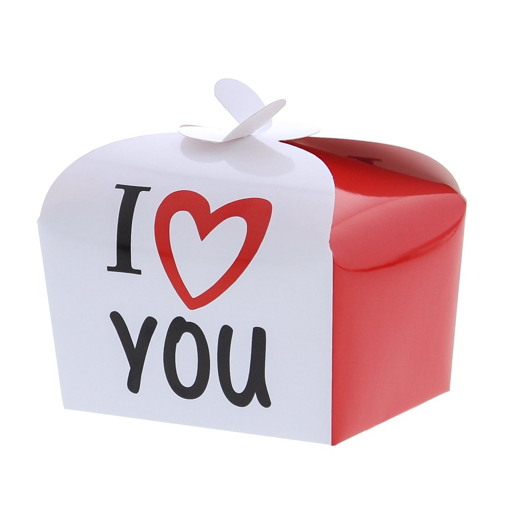 BUTTERFLY BOX I LOVE YOU 250GR 10.5X8.5CMHT 8.5CM BOX OF 48PCS