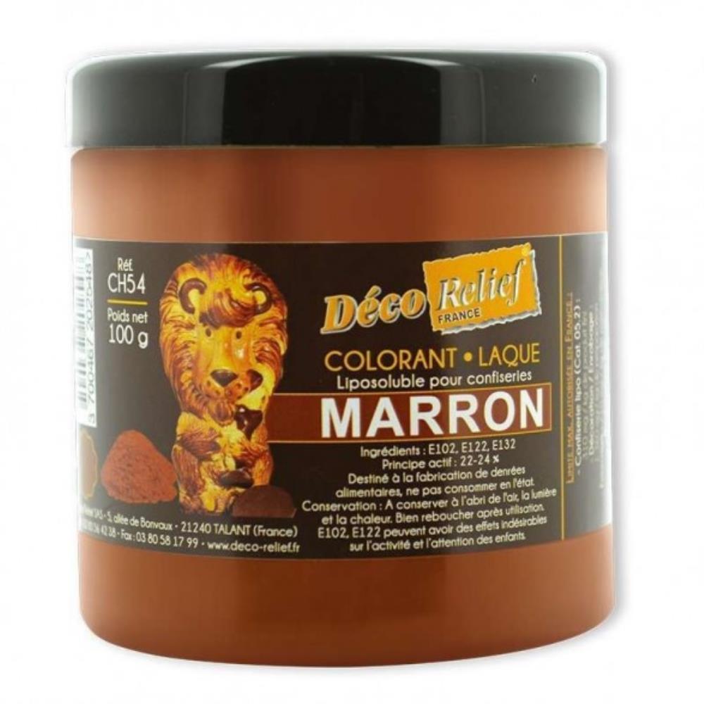 COLORANT LAQUE EN POUDRE POUR CHOCOLAT MARRON100GR CH 54