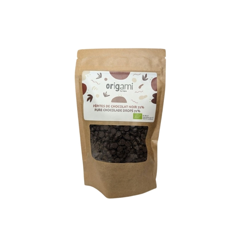 ORIGAMI PURE CHOCOLADE DRUPPELS 72% - HAÏTI  BIO  250 GR