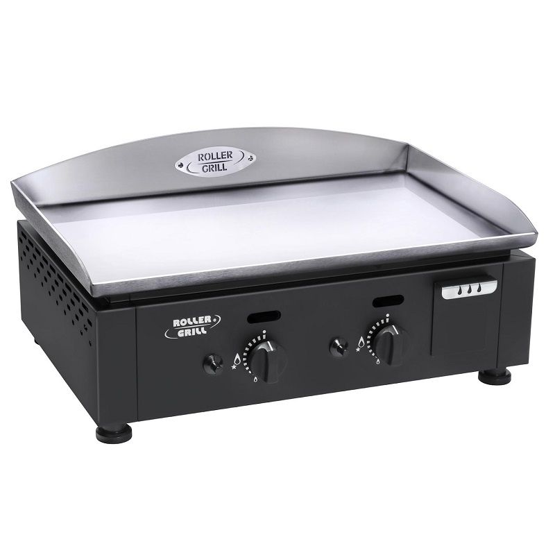 ROLLER GRILL PLANCHA INOX GAZ PLI 600 GN NOIRE 60X43 HT28CM