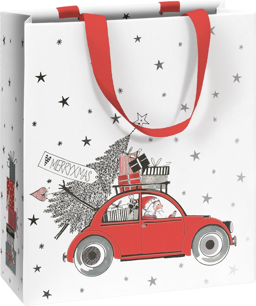 KALINA CHRISTMAS GIFT BAG WITH HANDLES 18*8*21 RED OR LIGHT GREY