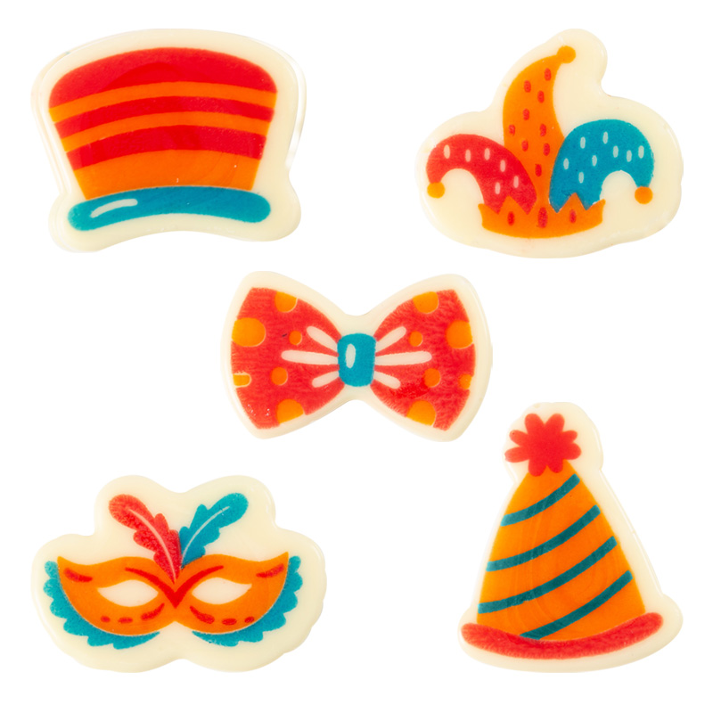 2024033 ASSORTIMENT CARNAVAL 35MM CHOCOLADE BLISTER 150 STUKS ***S/CD***