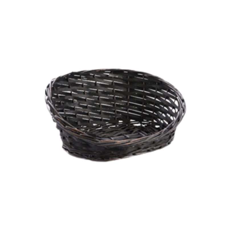 BLACK WOODEN WICKER CAT BASKET 34X29XH5/15CM