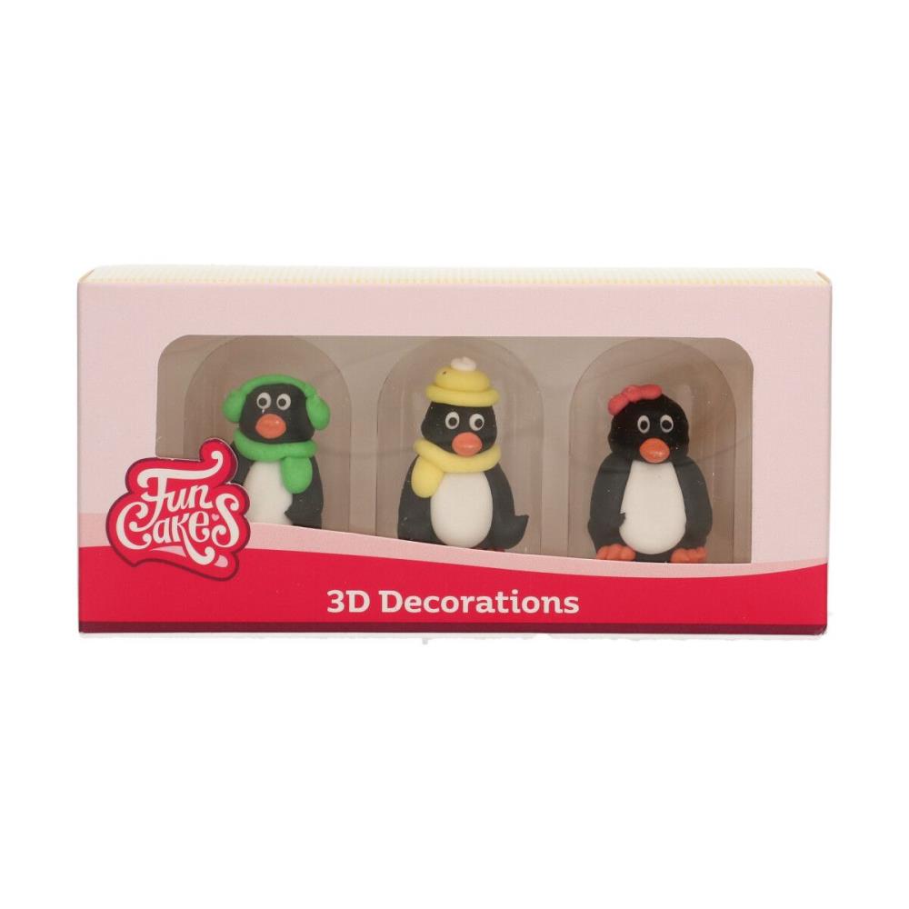 FUNCAKES 3D CHRISTMAS PENGUIN SUGAR FIGURES 3PCS