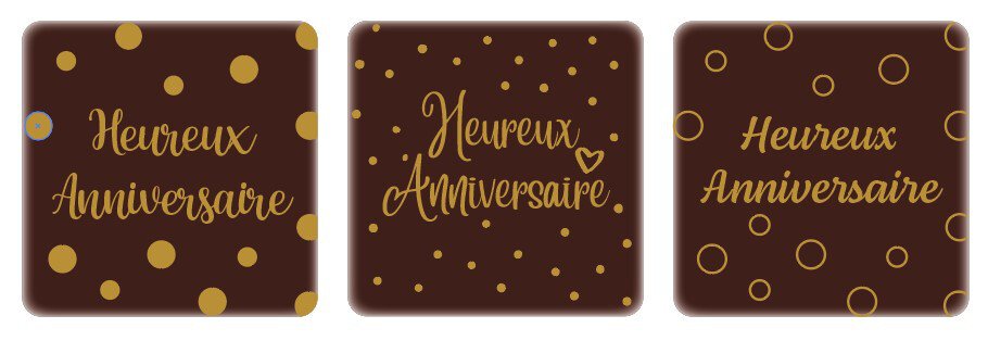 2067007 HEUREUX ANNIVERSAIRE SQUARE 5X5CM 75PCS