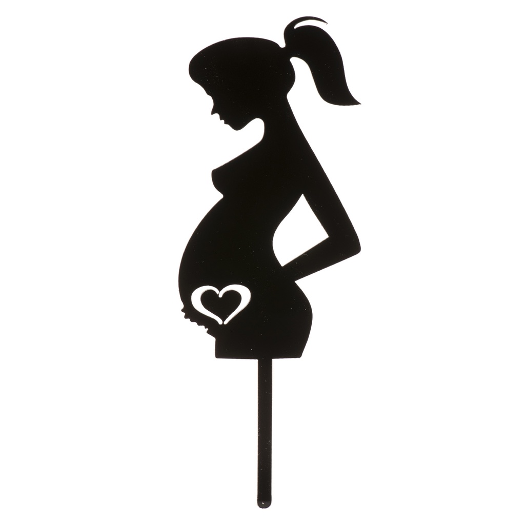 CAKE TOPPER FEMME ENCEINTE NOIR 160X60MM