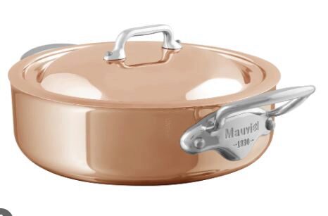 MAUVIEL M'6S RONDEAU 24CM A/COUVERCLE CUIVRE/INOX INDUCTION