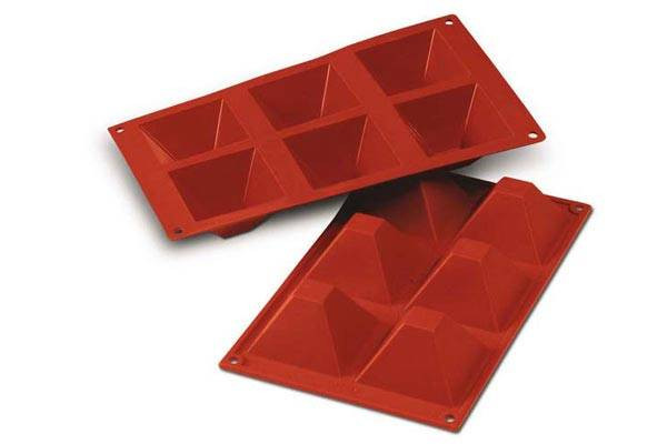SILIKOMART SF007 MOLD 6 PYRAMIDS 71 X 71 H 40MM 90ML NON-STICK GN1/3 -50° TO 250°