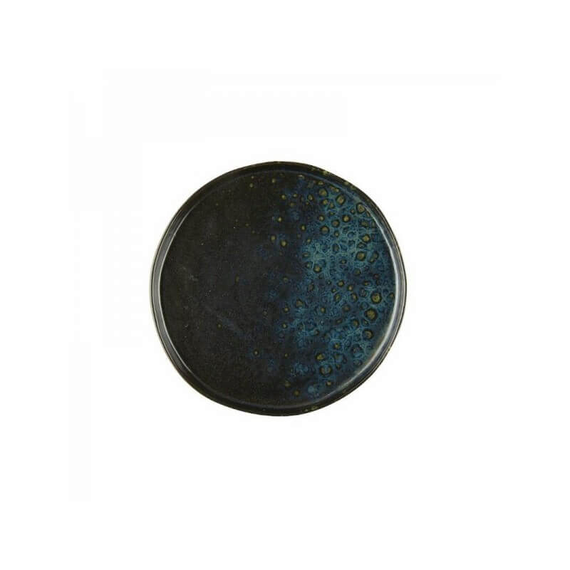 LE COQ PHOBOS BLACK BLUE DOTS PLATE 20.5XH2CM STONEWARE - LPHO019NB002205