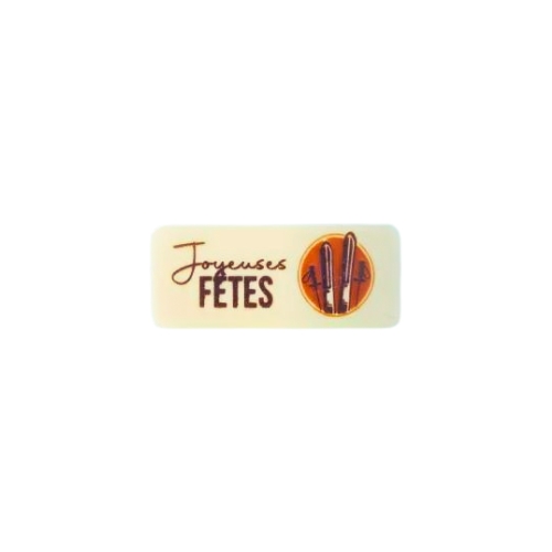 2015673 PLAQUETTE JOYEUSE FETE SKI 5,5X2,3CM 100PCS ***S/CDE***