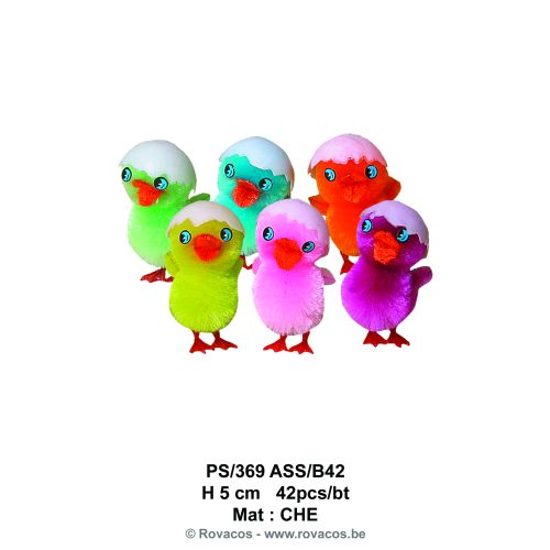 MULTICOLOURED CHICKS WITH SHELL 5CM 42 PCS