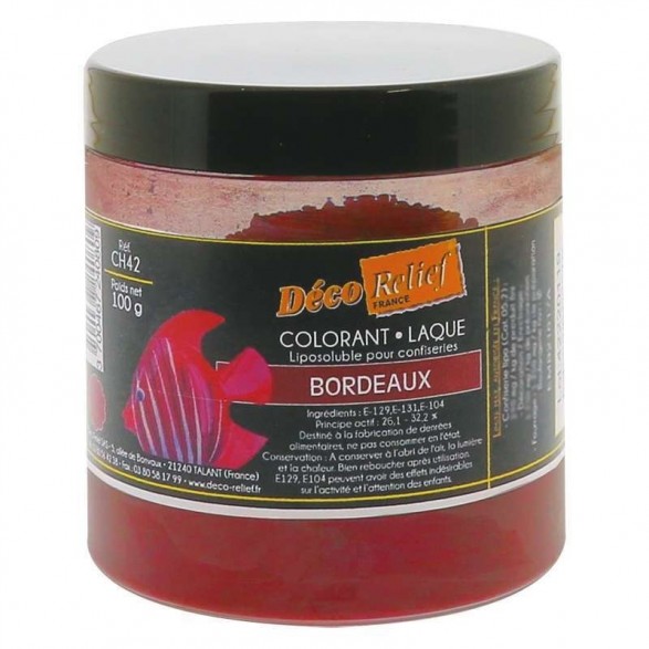 COLORANT LAQUE EN POUDRE POUR CHOCOLAT BORDEAUX100GR  CH 42