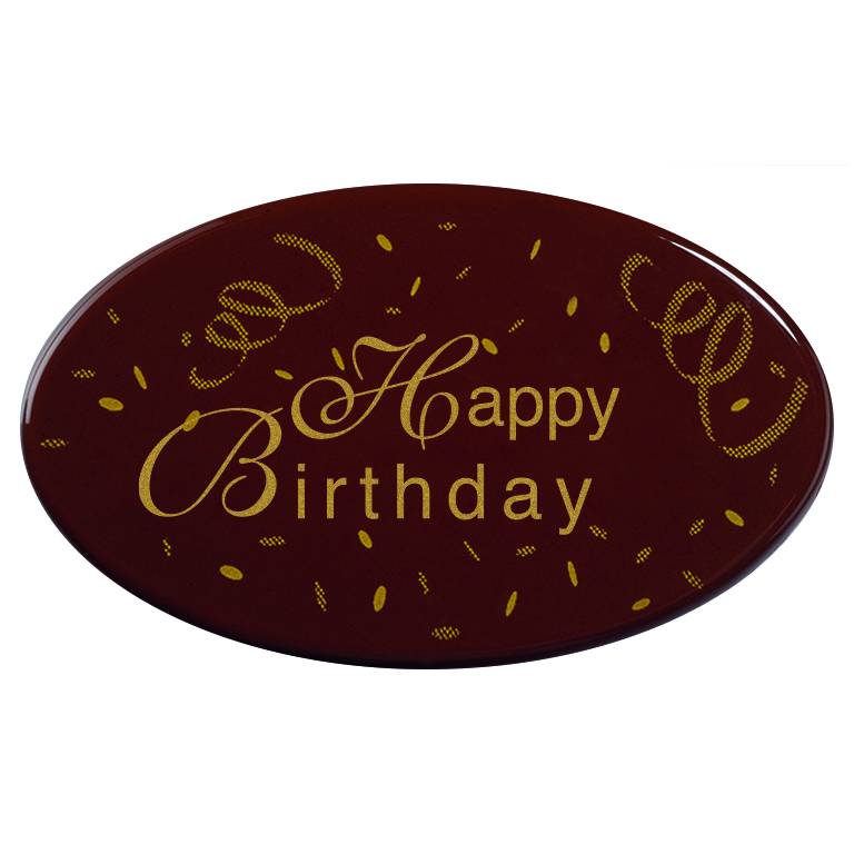 087063 OVAL PCB CN HAPPY BIRTHDAY 6.2X3.7 CM 72PCES ***S/CDE***