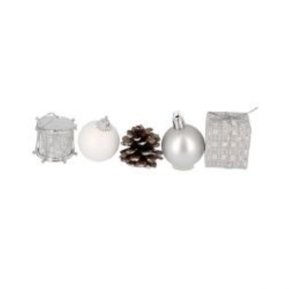  ASSORTMENT OF DECORATION FOR LOG 4CM WHITE 5 PCES