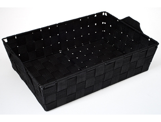 RECTANGULAR BLACK RUSH BASKET 35X25CM H9CM