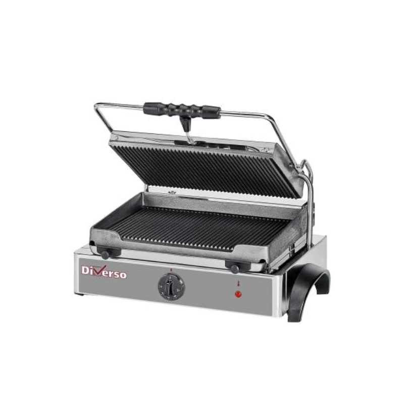 Diverso Electric Panini Grill Medium Grooved Plates