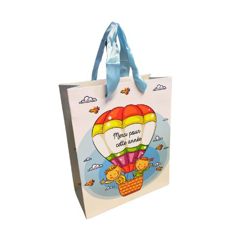 HOT AIR BALLOON SCHOOL BAG "MERCI POUR CETTE ANNEE" 18X8XH22CM