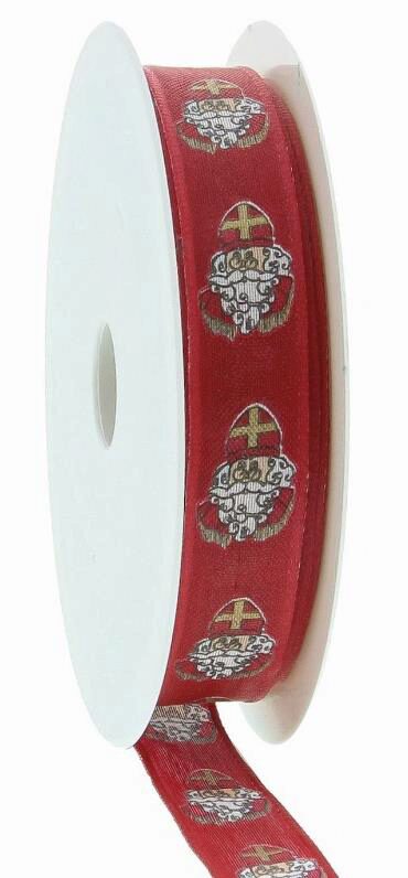 *FF* RUBAN TÊTE SAINT NICOLAS ROUGE 15MM X 20M
