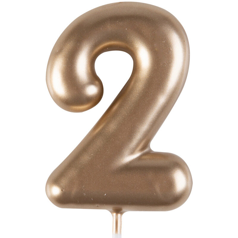 1023842 GOUDEN NUMMERKAARS "2" 4CM 12 STUKS***S/CD***