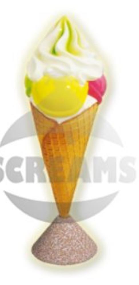 GIANT ICE CREAM SCOOP CONE 140CM HT SIDEWALK /PC CONCRETE BASE