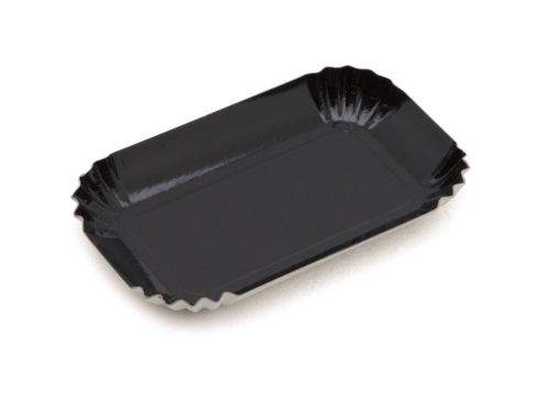 RECTANGULAR BLACK CARDBOARD PLATE 95 X 50MM 100 PCES FOST+ INCLUDED
