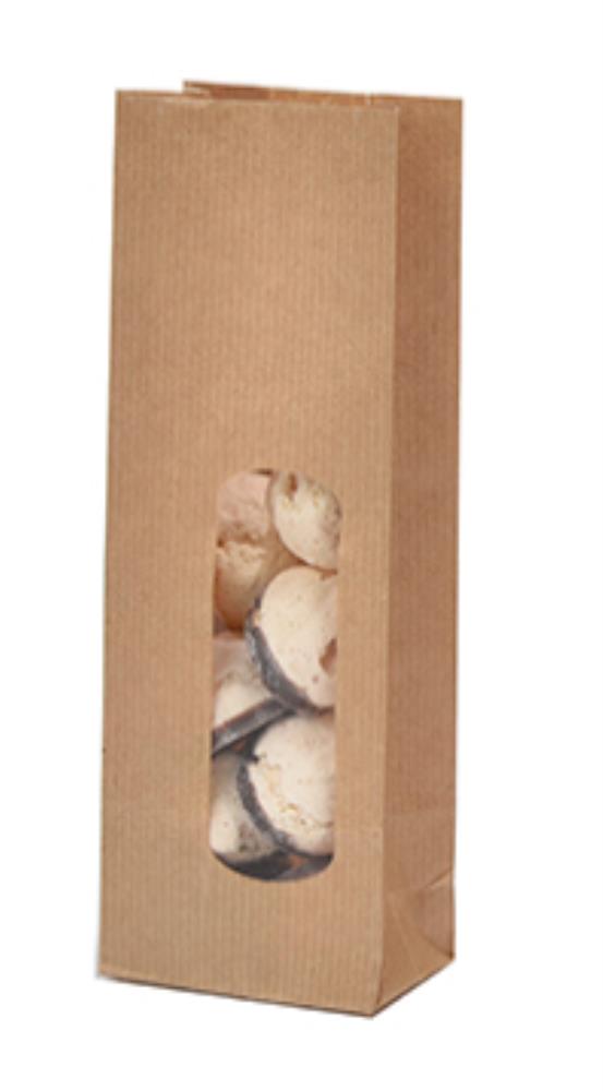  KRAFT BAG WITH WINDOW 70 X 40 X 200 MM 100PCS