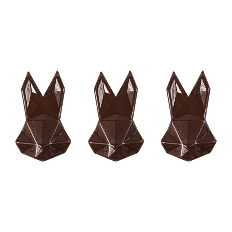 2069187 ORIGAMI RABBIT HEAD 45X30MM DARK CHOCOLATE 135PCS