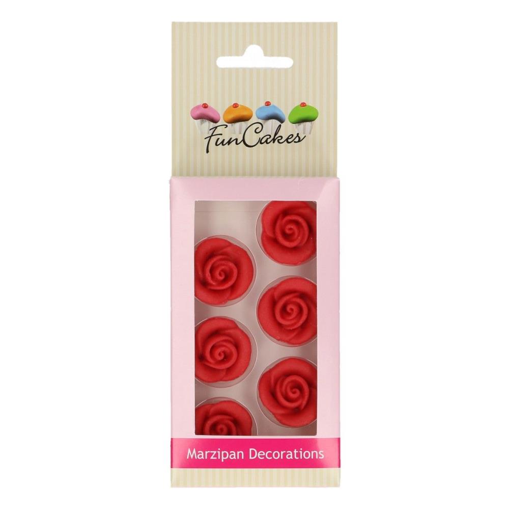 FUNCAKES ROSE EN MASSEPAIN ROUGE 2.5CM6 PCES