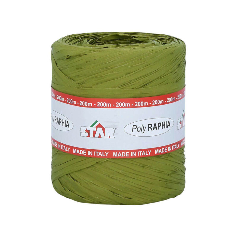 POLY RAFFIA 15MM X 200M MOSS GREEN R41