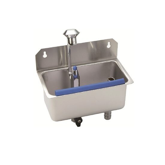 STOCKEL STAINLESS STEEL RINSE TRAY 22X12.3X26.5CM WALL-MOUNTED WITH SHOWER - 3 CLAMPS MODEL 15/16