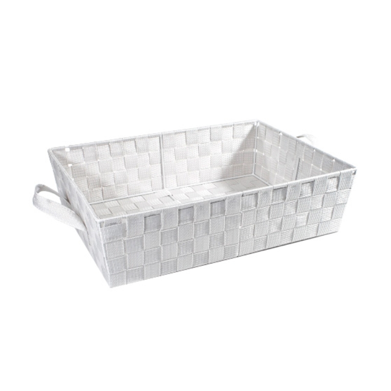 XLG RECTANGULAR BASKET LIGHT GREY ROPE 45X33XH12CM